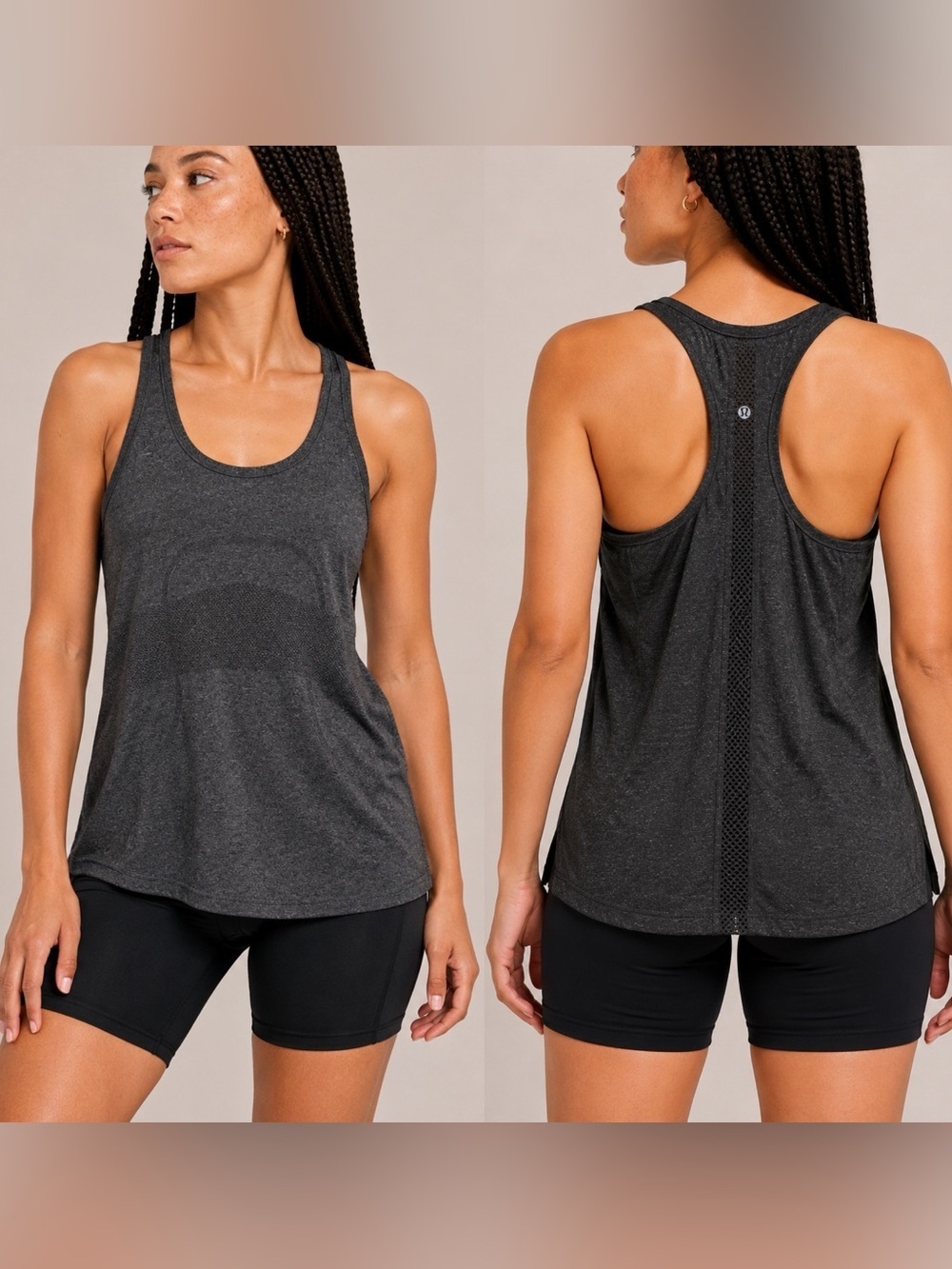 Lululemon Swiftly Tech Racerback Tank Heathered Black Gray Size 8